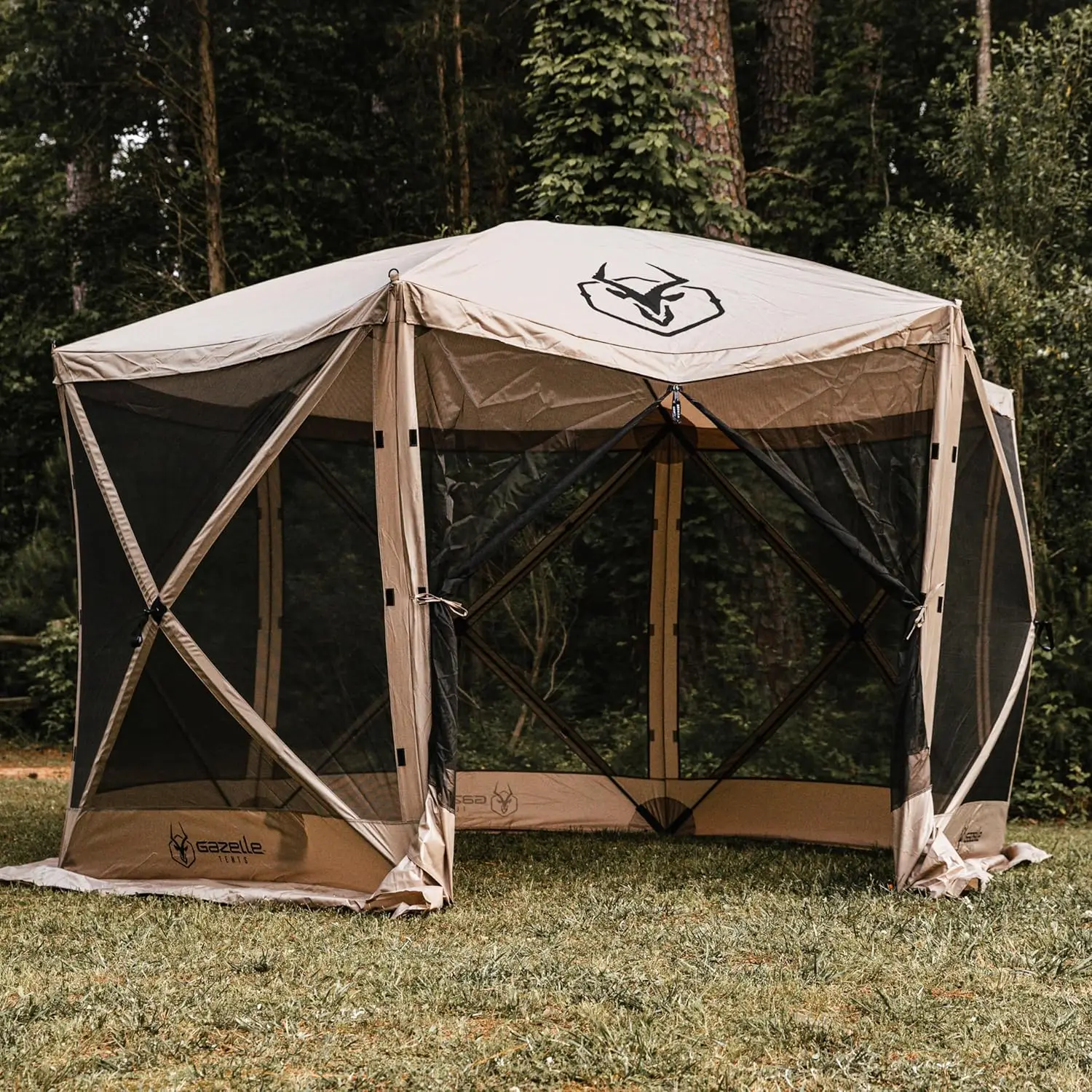 Outdoor Gathering, Desert Sand Gazebo, 6-Sided, Pop-Up, Durable & Waterproof