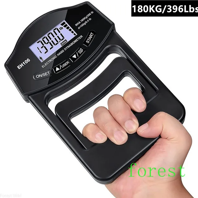 396Lbs 180Kg Digital Hand Dynamometer Grip Strength Tester With Lcd Screen For Forearm Training Finger Power Weightlifting
