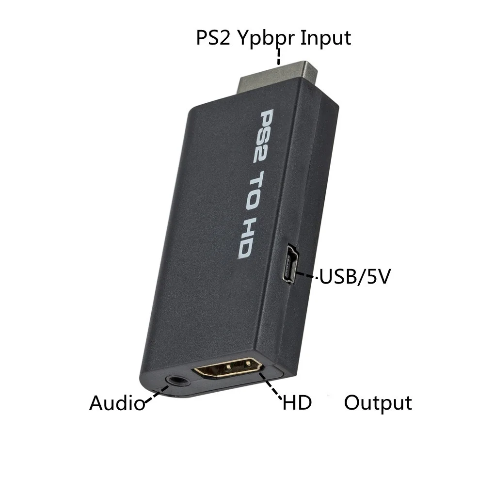 Ps2 zu hd-kompatibler Audio-Video-Konverter-Adapter 480i/480p/576i mit 3,5-mm-Audioausgang für alle ps2-Anzeigemodi