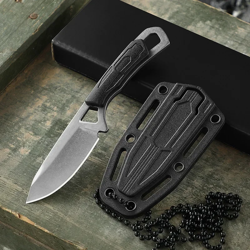 5CR13MOV Steel Fixed Blade Knife Integrated ABS Handle Outdoor Camping Survival Necklace Neck Knives with Kydex Sheath EDC Tools