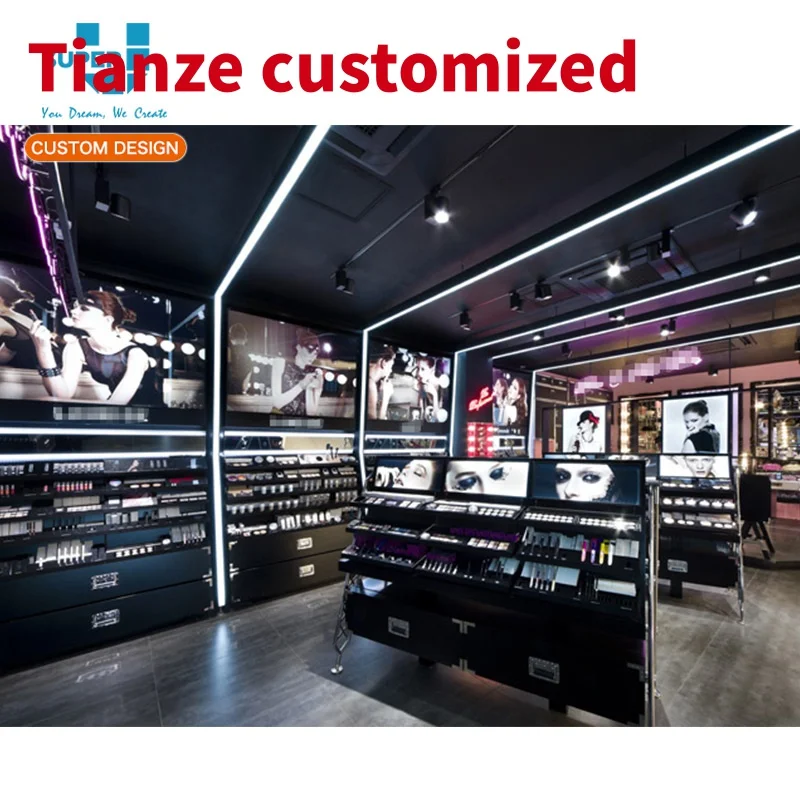 

(Customized) China Guangzhou Custom Design Acrylic Wood MDF Metal Retail Shop Makeup Store Fixtures