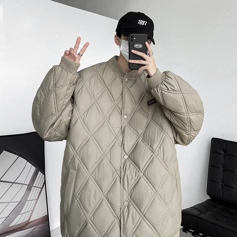 

Men's Thiened Warm Cotton Jaet Winter Coat American Retro Sle Bread Clothes Youth Casual Faionable Zipper Closure