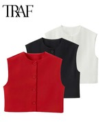 Vintage Sleeveless Vest Women Fashion Loose Vests Coat Female Tank Outerwear Casual Ladies Basic Streetwear Waistcoat Tops