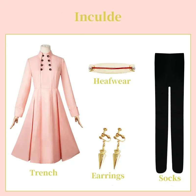 Yor Forger Cosplay Costumes Anime SPY X Family Elegant Pink Trench Carnival Party Role Play Uniform Daily Wear Women Girls