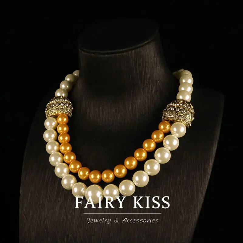 Simple and Exquisite Double-Layer Glass Pearl Personality Design High Sense Suit Entry Lux Elegant Special-Interest Earrings