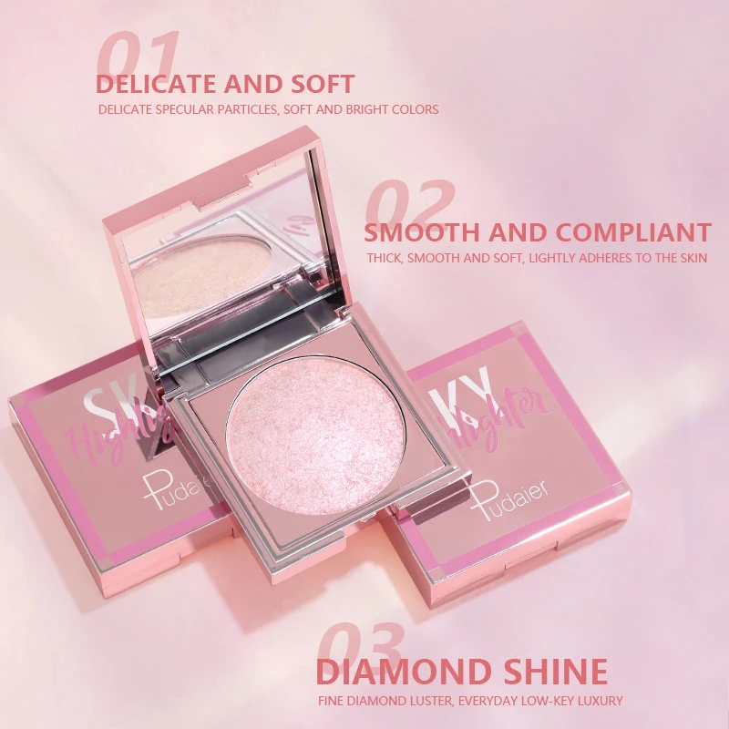 Pudaier Brighten Modify Face Shadow Powder Highlight Powder Makeup Contour Highlighter Palette Rouge Fairy Glitter Beautify