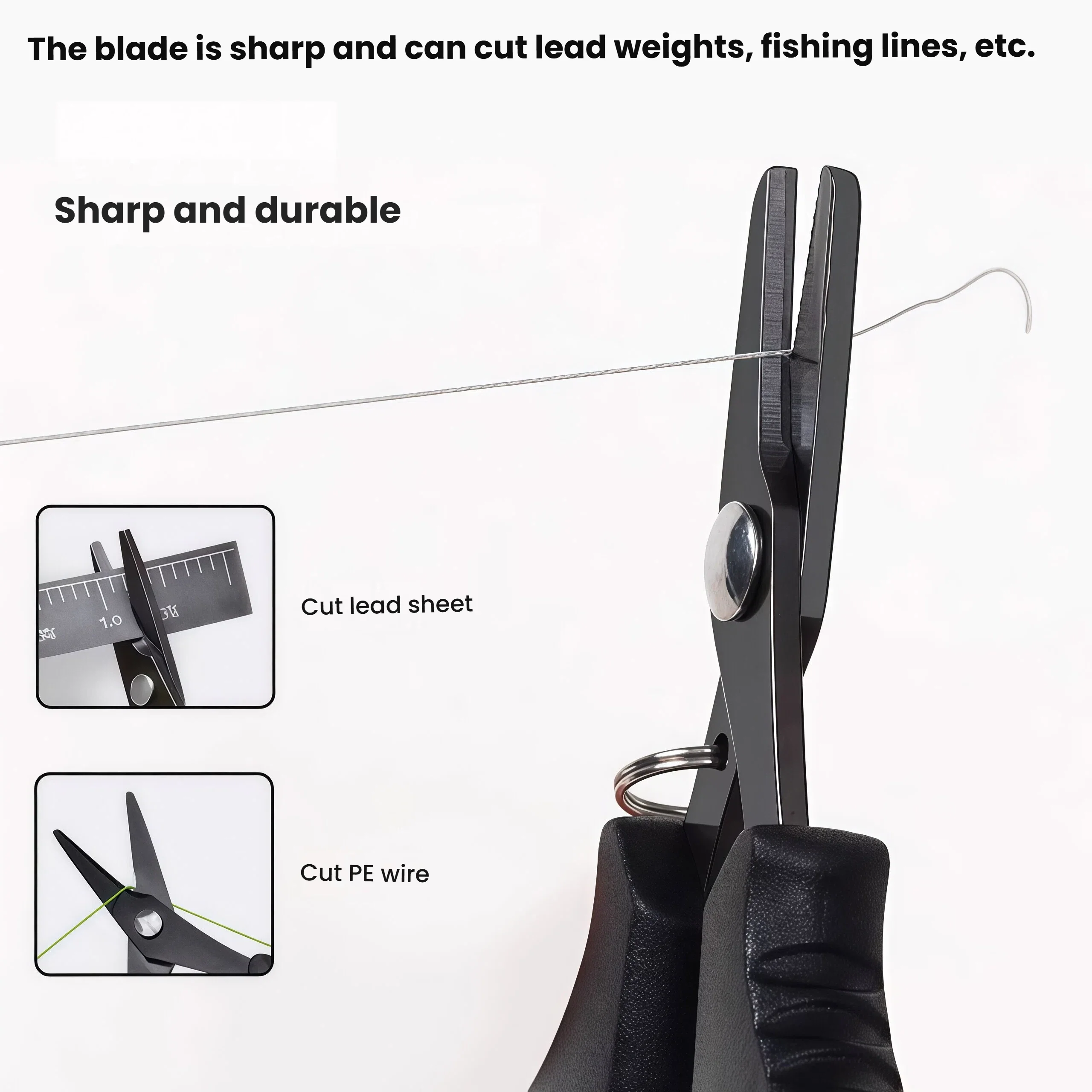 Stainless Steel Fishing Scissors Lead Skin Small Pliers Anti Slip Serrated Edge Easy Pull Buckle for Cutting PE Wire Braided Wir