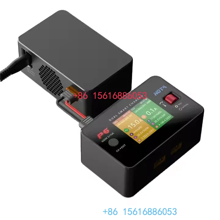 

HOTA P6 Charger 600W Balance Charger for Aircraft Model Lithium Battery Dual Channel 1-6S 15A AC DC Input