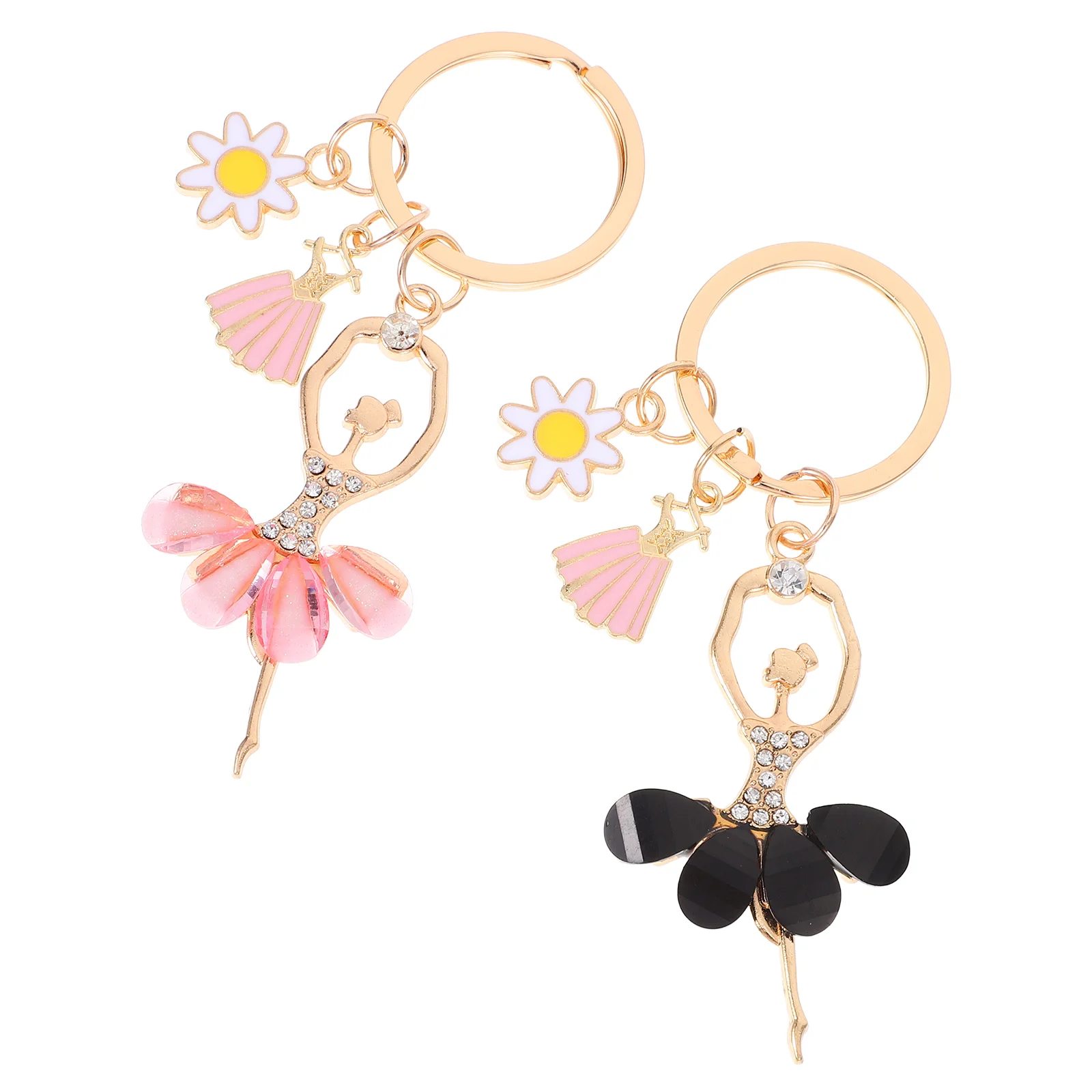 

2 Pcs Dancing Girl Keychain Hanging Accessories for Girls Backpack Decorative Metal Rhinestone Keychains Women Wallet