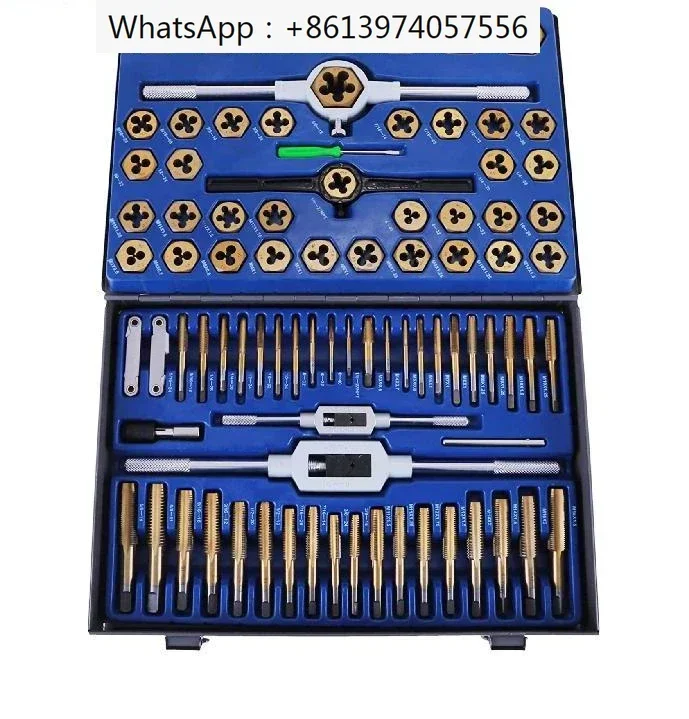 

86 PCS Tap and Die Set Drill Tap Set Metric Hand Threading Wrench Tools Tungsten Steel Durable Adjustable W/ Storage Case