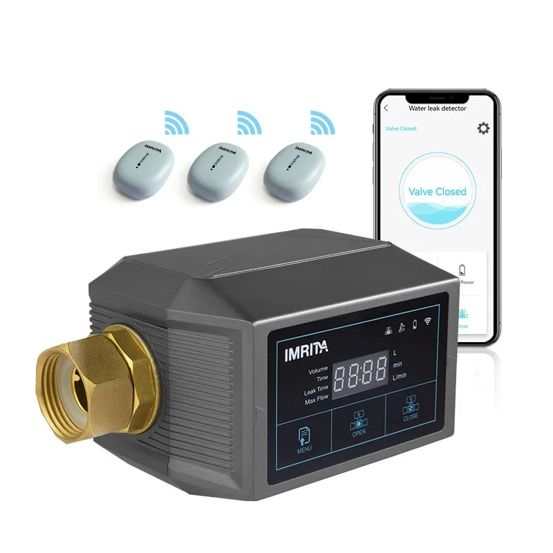 IMRITA Auto Shut Off Water Leak Detect Sensor WIFI Equipment Smart Home Water Leak Pipe Alarming Detector For Whole House