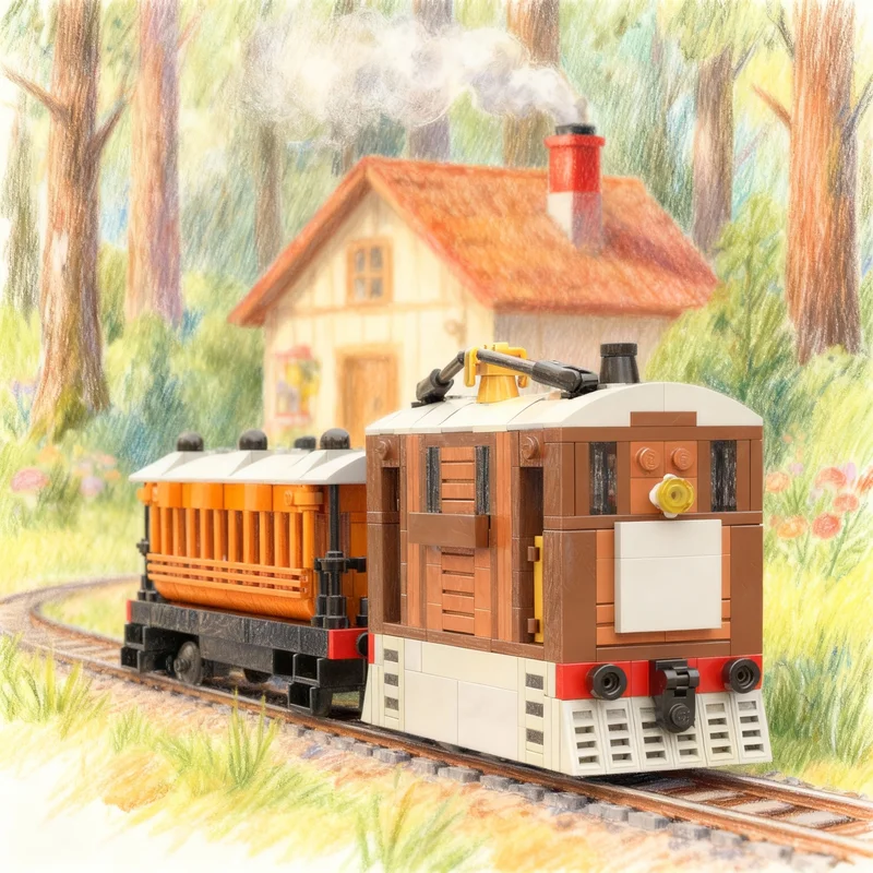 

748pcs MOC Train Toby The Tram Engine Henrietta Model Building Blocks Architecture Christmas Gifts Toy Education Brick Kids