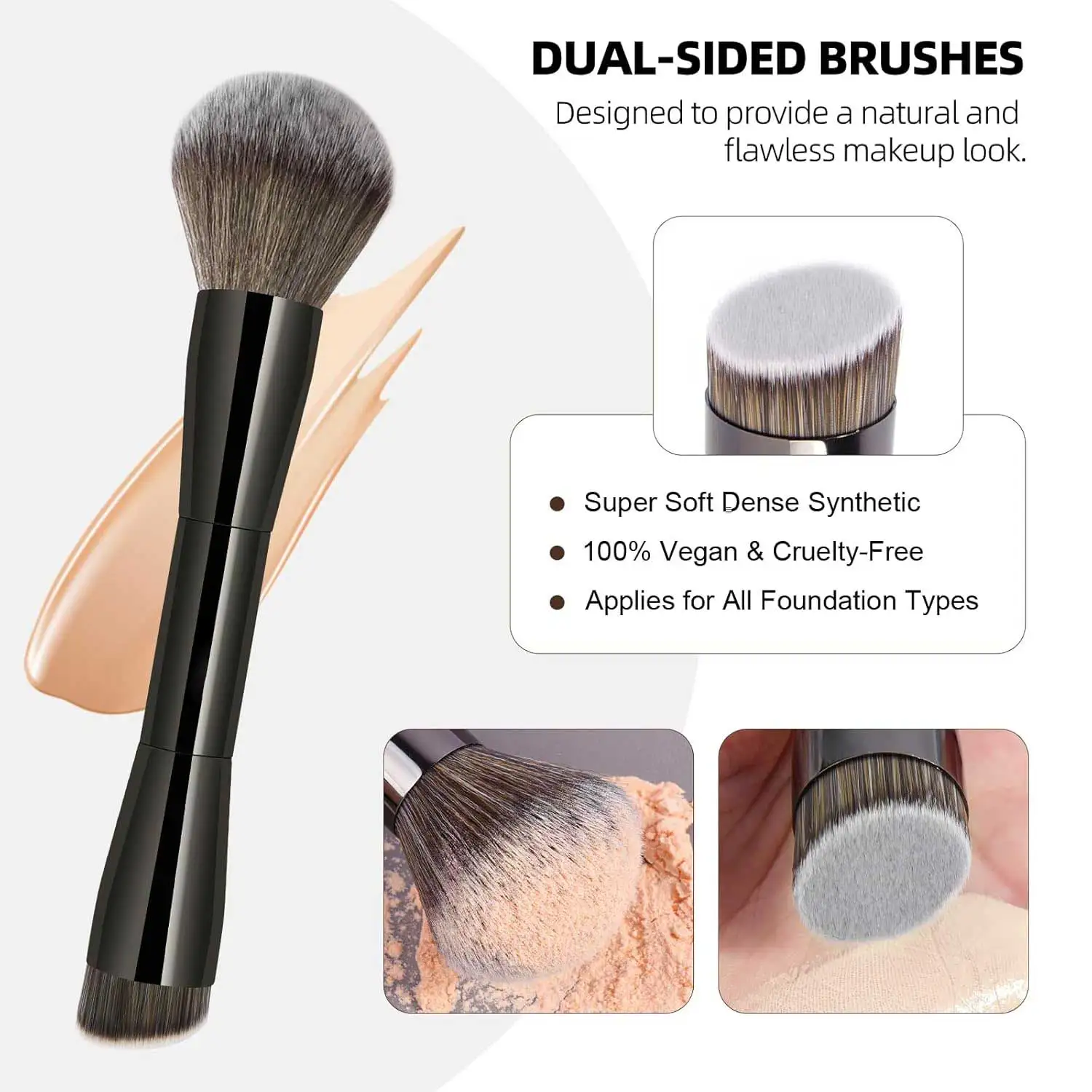 20 PCS Foundation Makeup Brush Set, Double-ended Kabuki Contour Brush for Liquid Powder Concealer Blending Blush Face MakeupTool