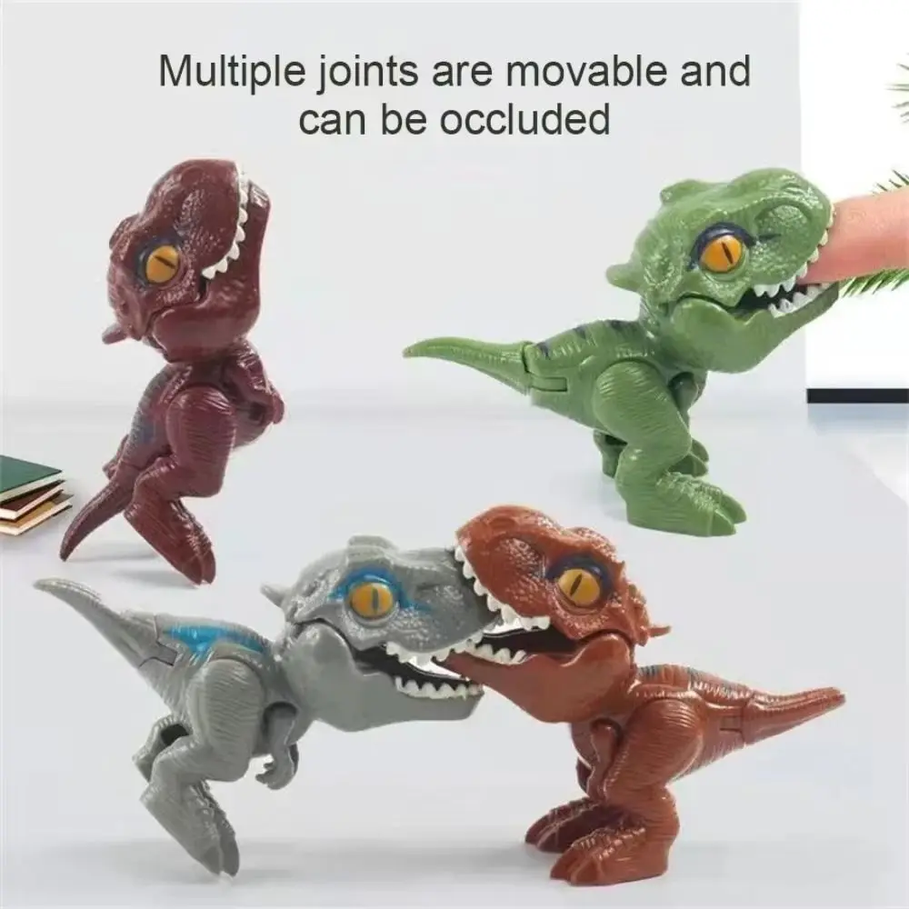 5-20PCS New Plastic Finger Dinosaur Toy Multicolor Movable Tyrannosaurus Model Bite Finger Dinosaur Gag Toys Classmate Games