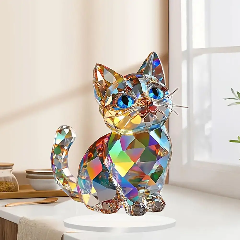 Acrylic Decorative Sign Cat Colorful 2D Flat Print Cute Elephant Ornament Crystal Art Home Decor Figurine Table Ornament Gifts