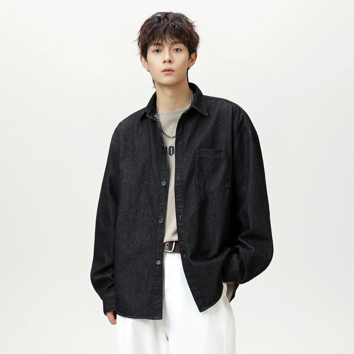 Men's Denim Shirts 2025 Autumn New Jacket Vintage Raw Denim Long Sleeve Shirt Loose Casual Washed Denim Shirt Jacket