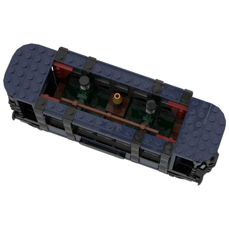 Blue Western Train Wagon MOC Building Blocks Old West Train Scene Model DIY Assembly Bricks Collectible Building Toy