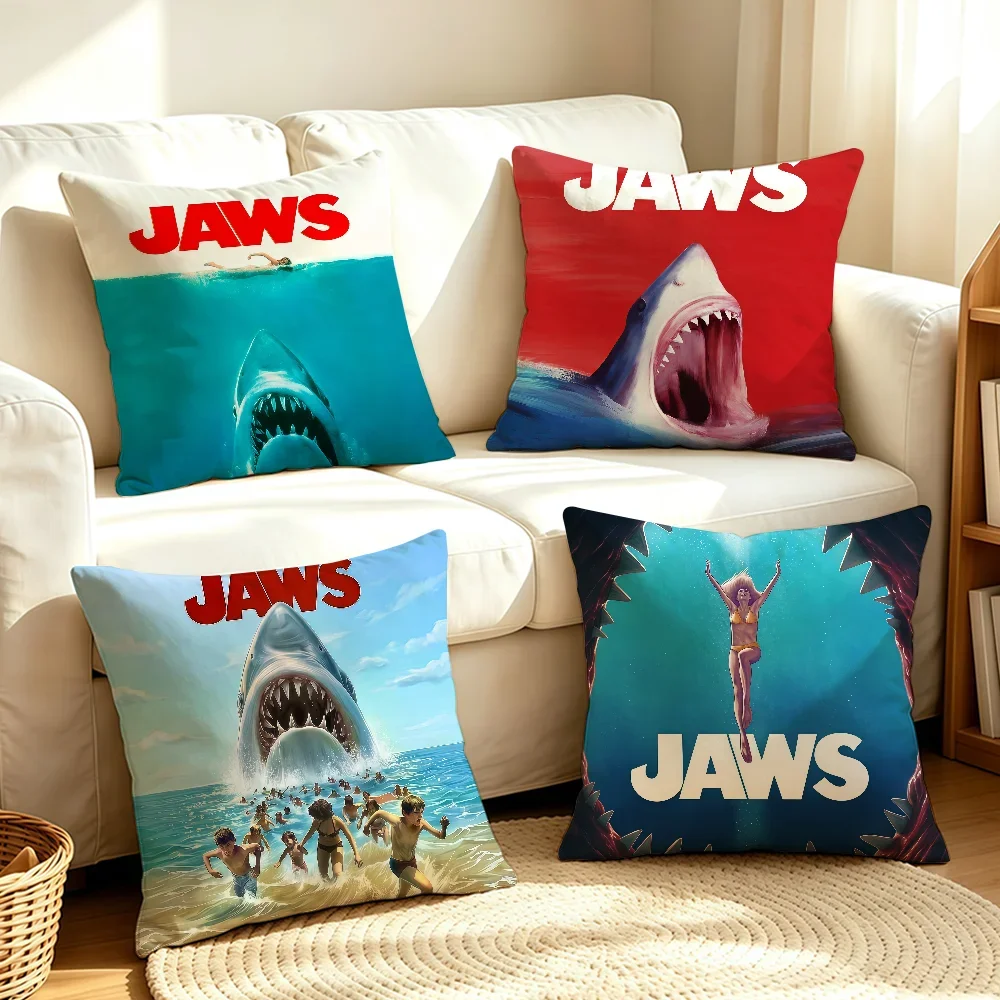 Cool J-Jaws Movie Ocean Classic cushion cover Soft Smooth Pillow Case Hidden Zipper Washable Decorative Couch Office Gift