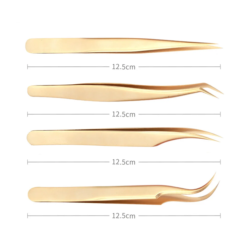 Pinzas de extensión de pestañas antiestáticas de acero inoxidable de alta precisión, pinzas profesionales para pestañas, herramientas de maquillaje de ventilador de volumen