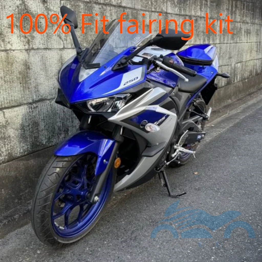 YAMAHA YZF R25 R3 2013 2014 2015 2016 2017 2018 YZF-R25 YZF-R3 페어링 키트에 적합한 은빛 파란색 차체 쉘