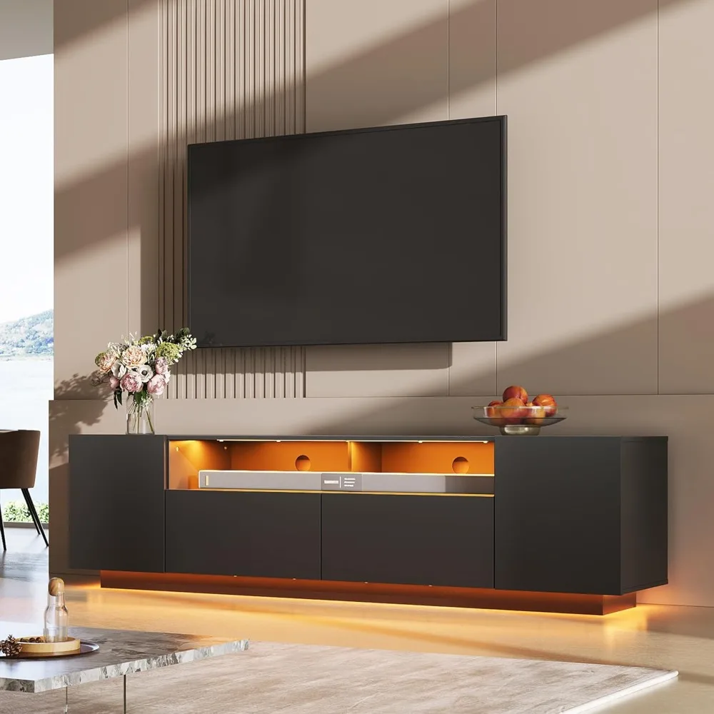 

LED TV Stand with Large Storage Cabinet, Modern Entertainment Center for 55/60/65/70/75 Inch TVs, Customized
