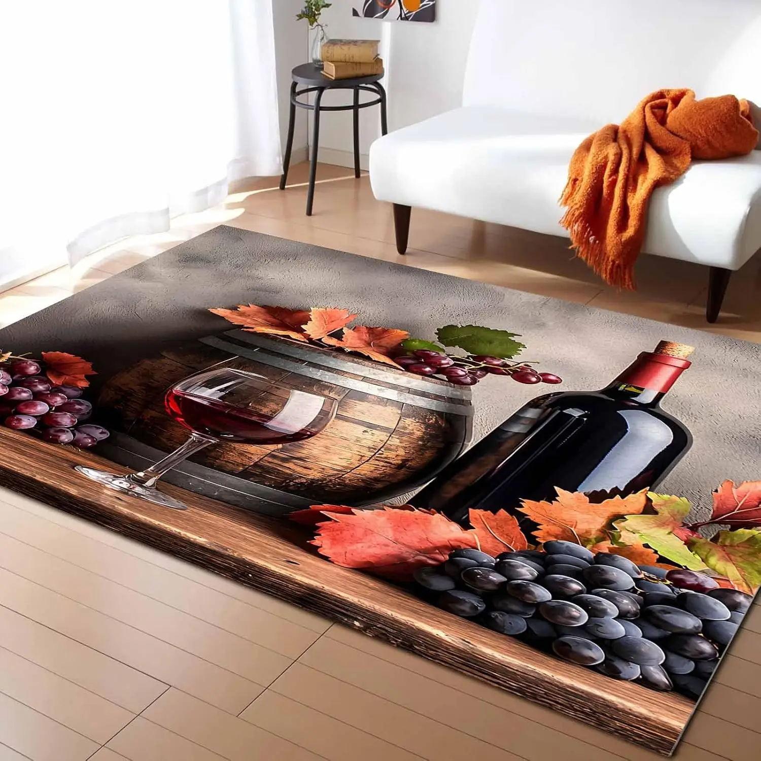 

Моющиеся коврики для винограда и вина, винтажные деревенские нескользящие коврики в виде кленового листа для гостиной, спальни, большой напольный коврик с низким ворсом