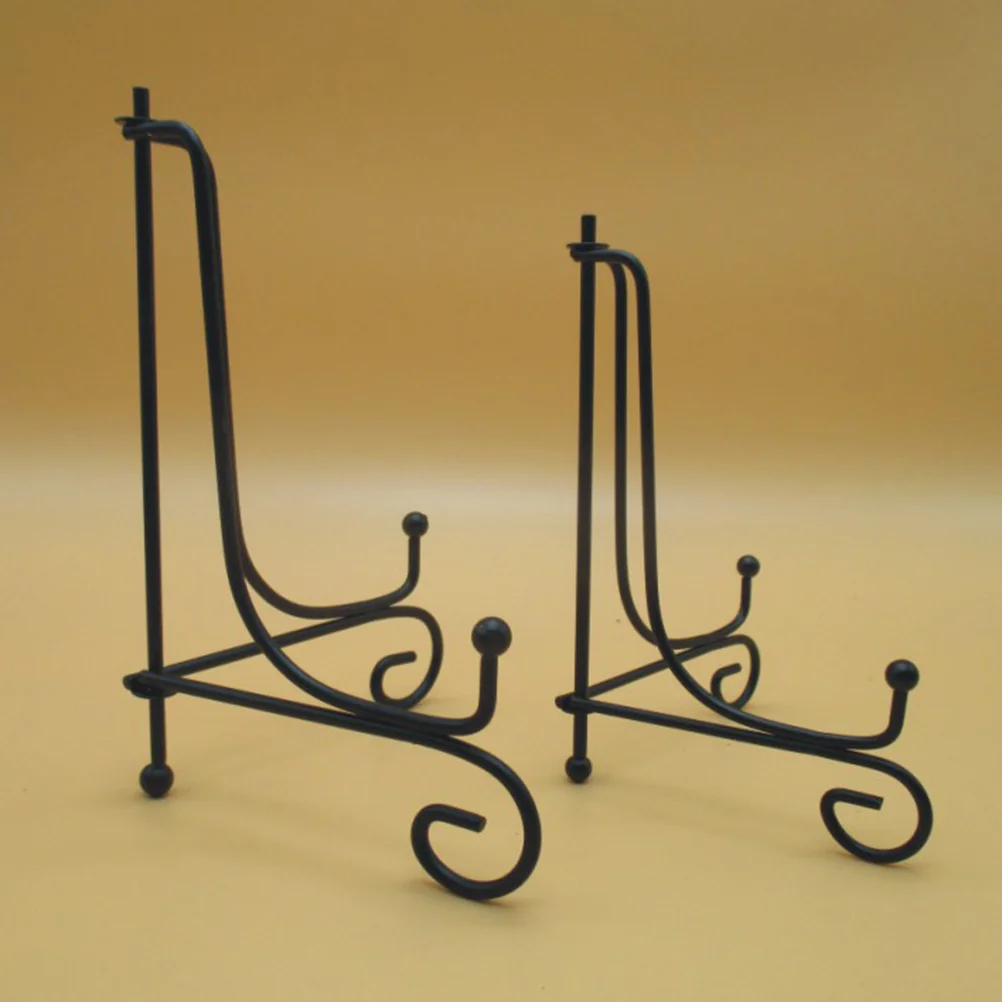 

2Pcs Black Iron Plate Bracket Curved Leg Unique Display Stand for Home Desktop Decoration Dish Holder Display Stand