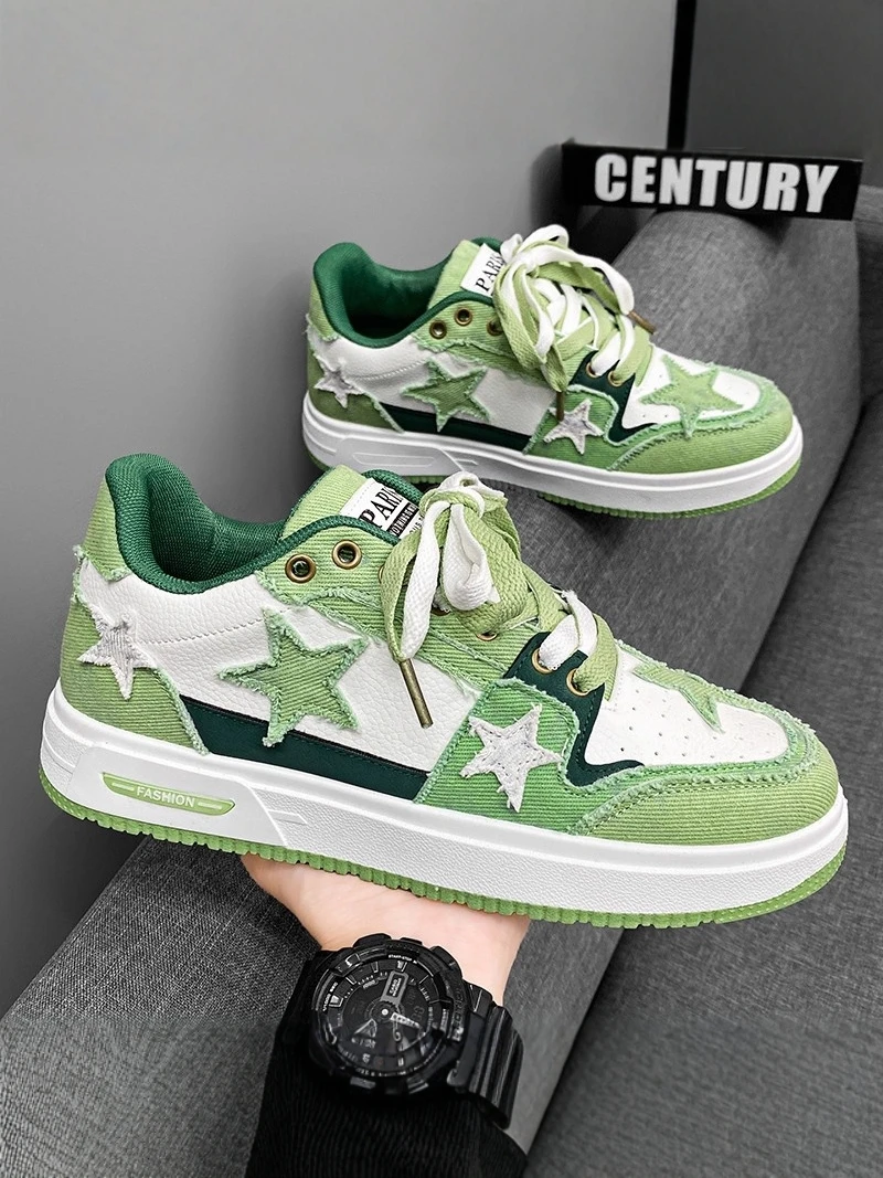 

Men's Breathable Summer Casual Shoes Star Design Sensation Versatile Trendy High-End Feeling Board Shoes PU Material Low Top