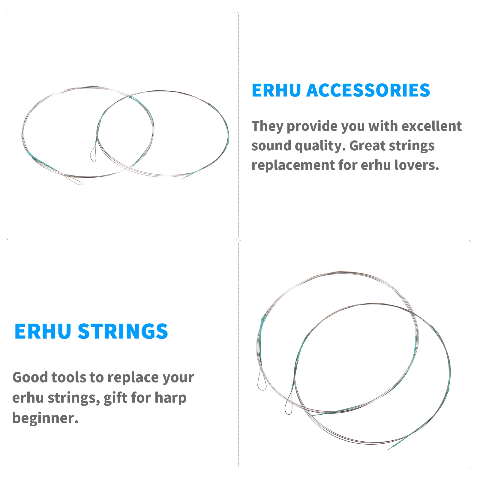 2 قطعة استبدال سلسلة Erhu سلاسل معدنية عالية المتانة مجموعة كاملة للمبتدئين القيثارة صوت سلس وعمر خدمة طويل #1