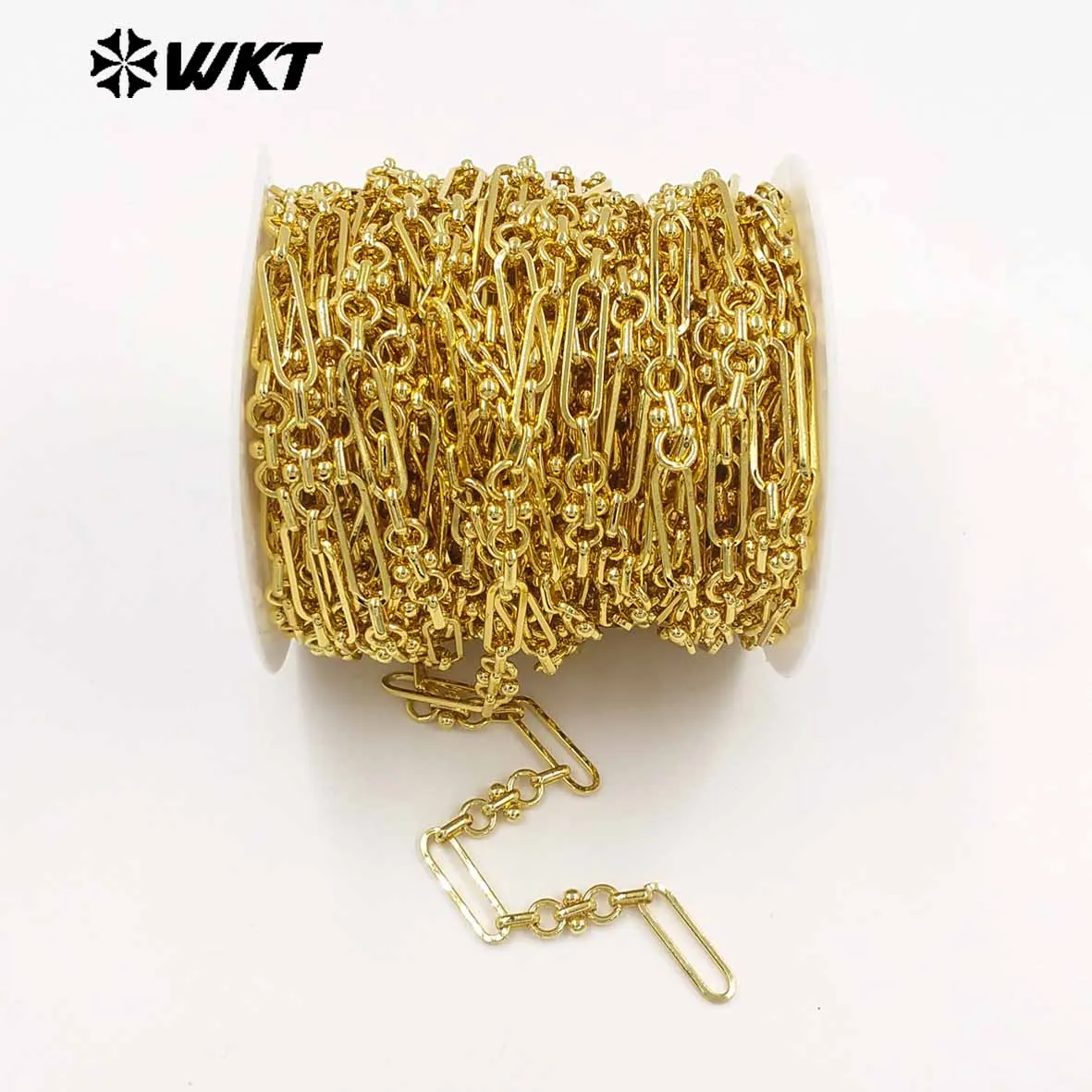 WT-BC276 New Arrival Unique Geometric Shape Fine And Texture Yellow Brass Chain Wholesale Accessory Findings
