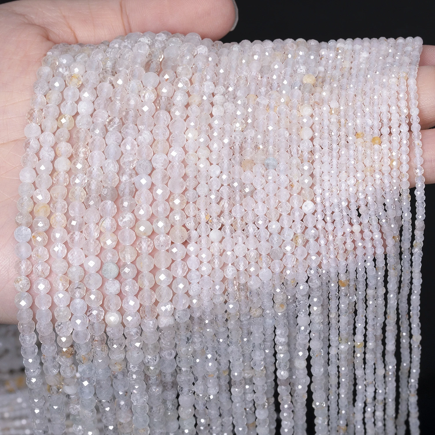 Perles minérales en topaze blanche à facettes naturelles, 2 3 4mm, pour la fabrication de bijoux, fournitures, accessoires de collier, Bracelets à faire soi-même