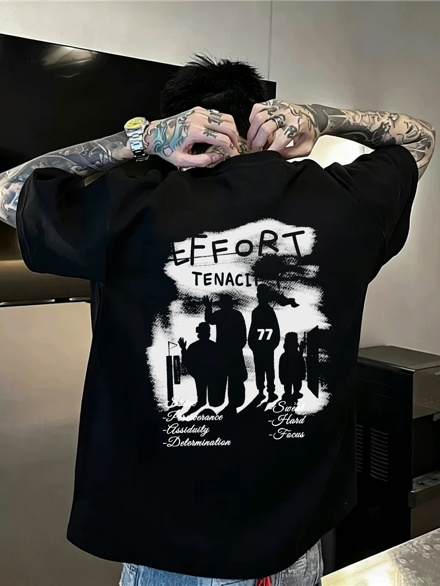Camiseta Casual Masculina de Algodão, Manga Curta, Corte Solto, Respirável, Absorvente de Suor, Confortável, Gola Redonda, Es...