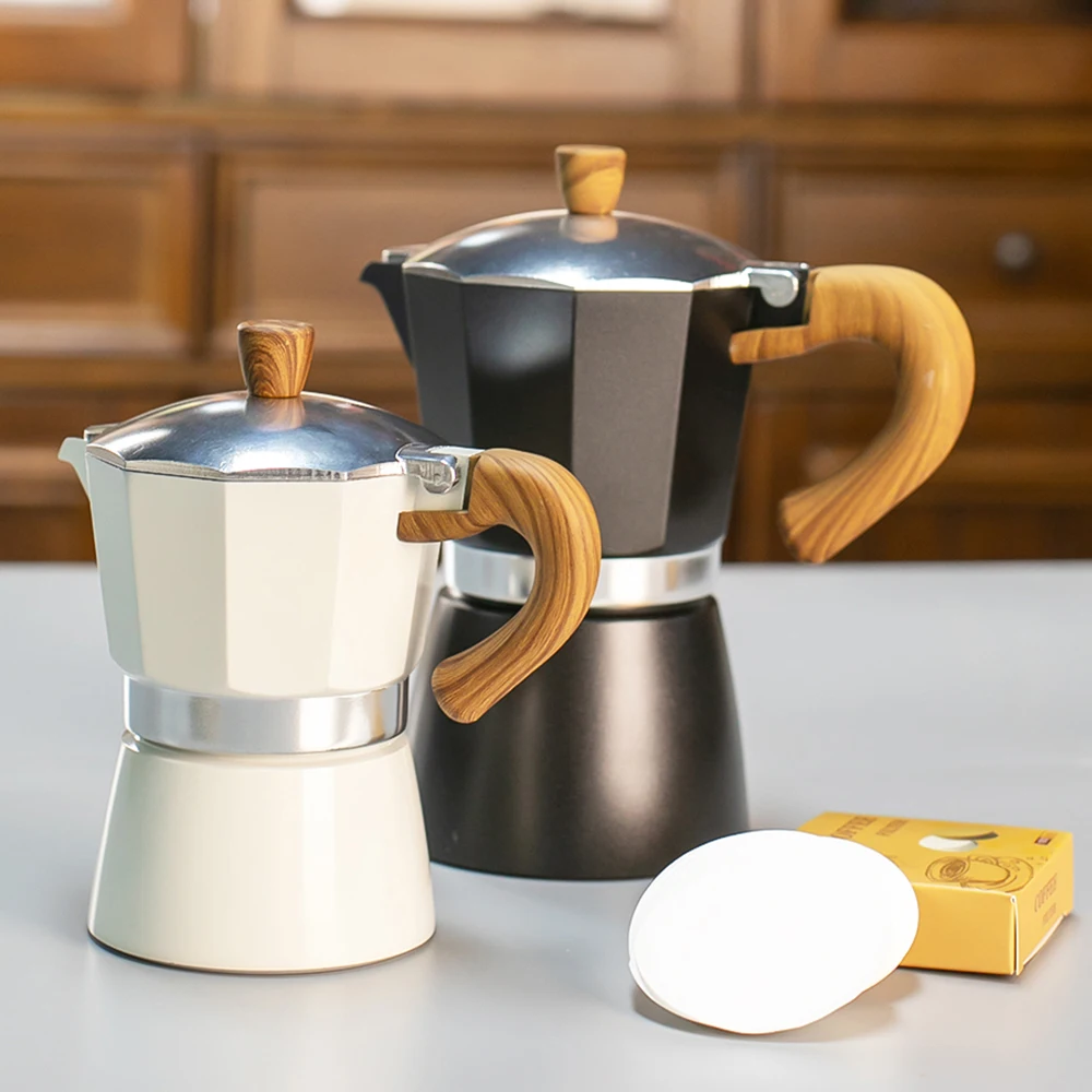 وعاء قهوة موكا كلاسيكي بمقبض، فلتر قابل لإعادة الاستخدام، تشغيل يدوي، مناسب للمطبخ المنزلي