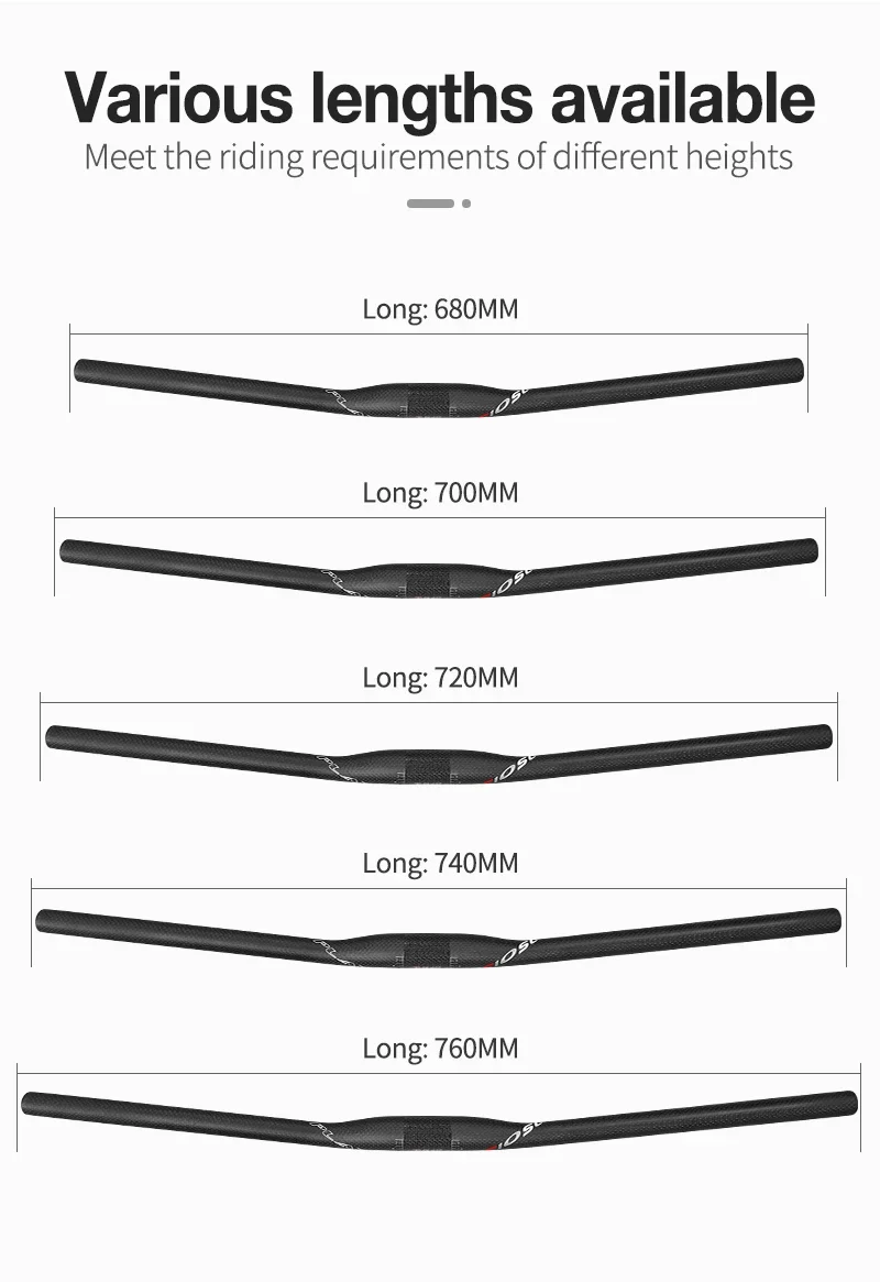 3K Matte Frosted Carbon Fiber Mountainbike MTB Lenker 31,8 mm Durchmesser Benutzerdefinierte Länge Optionen 600 mm bis 740 mm – Detail 10