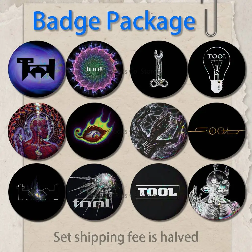 T-Tool Band Brooches for Backpack Accessories 25,32,44,58,75mm Round Enamel Pins 2-piece set Cartoon Anime Badge