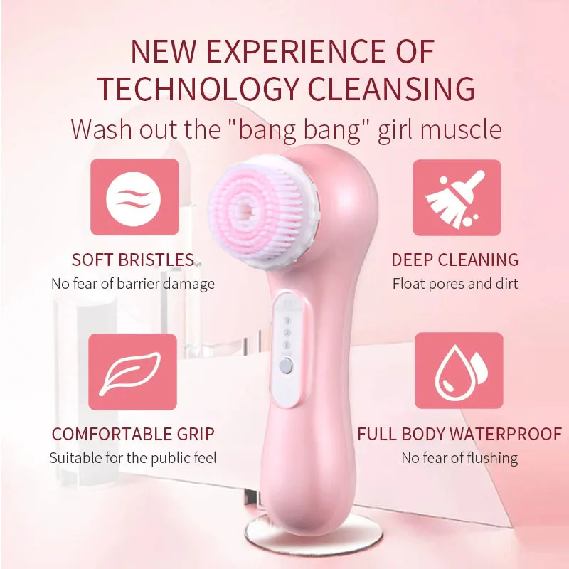 電気超音波フェイシャルクレンザー フェイスマッサージャー クリーナー スクラバー ソニックスキンクリーニング ピーリングツール バイブレーター 黒ずみ除去