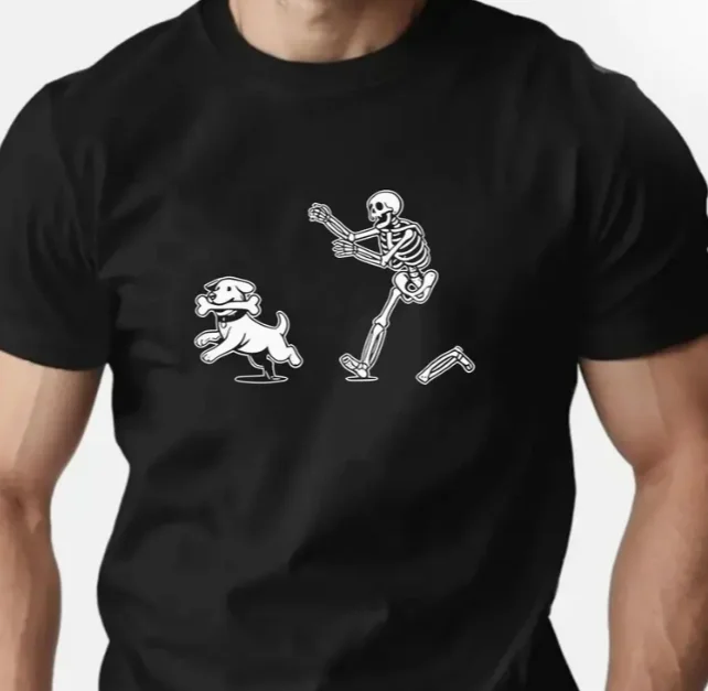 T-shirt estiva casual da uomo con cucciolo giocoso e maglietta a maniche corte girocollo in cotone con grafica ossea vestibilità regolare con leggermente elasticizzata