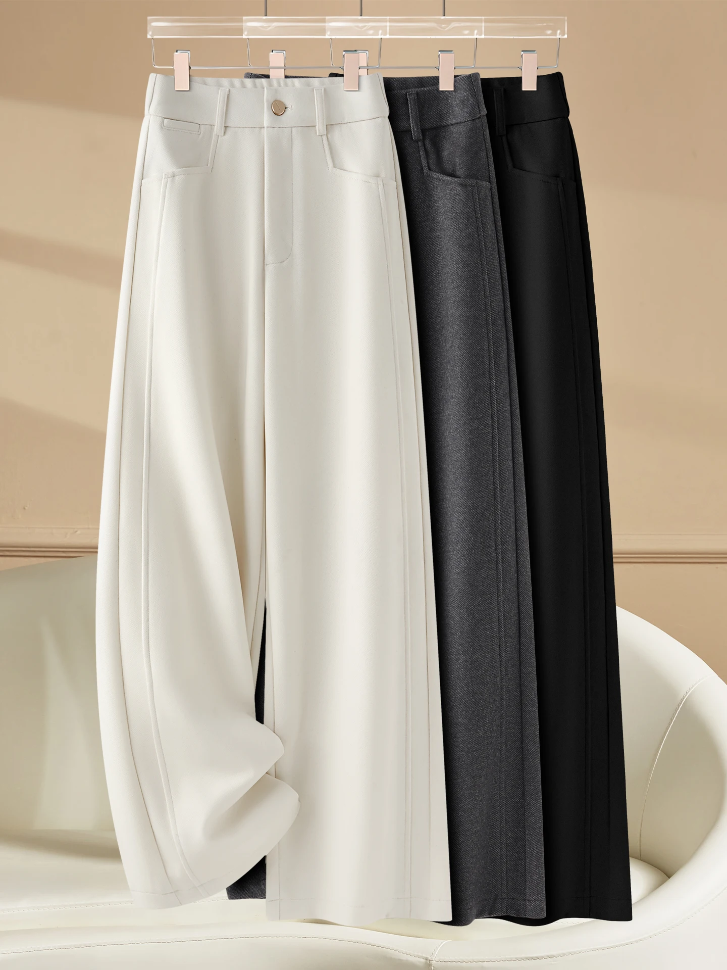 

High Waist Straight Leg Suit Pants Women's Autumn Winter 2025 New Loose Drapey Slimming Casual Narrow Version Wide Leg Pants