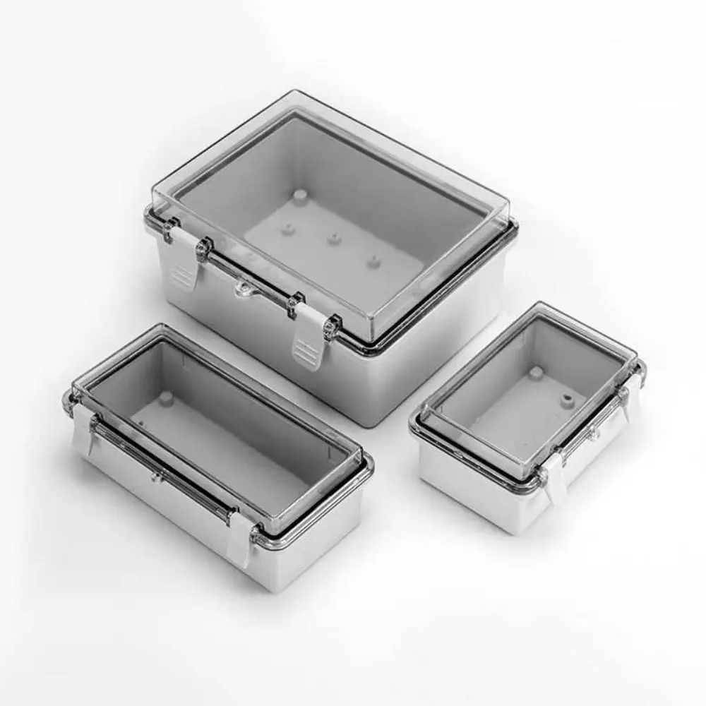 Outdoor Sealed Electrical Plastic Enclosure IP66 Waterproof ABS Distribution Box with Hasp Transparent Cover