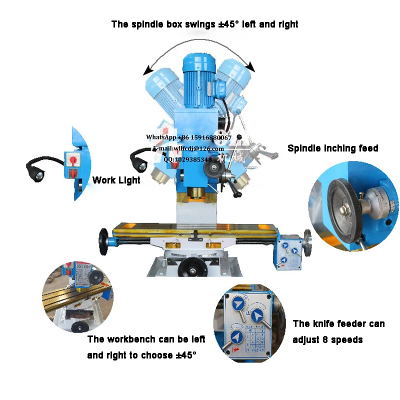 آلة طحن المعادن العمودية 1.5KW 900x240mm منضدة والعتاد محرك آلة الحفر والطحن للهندسة الدقيقة