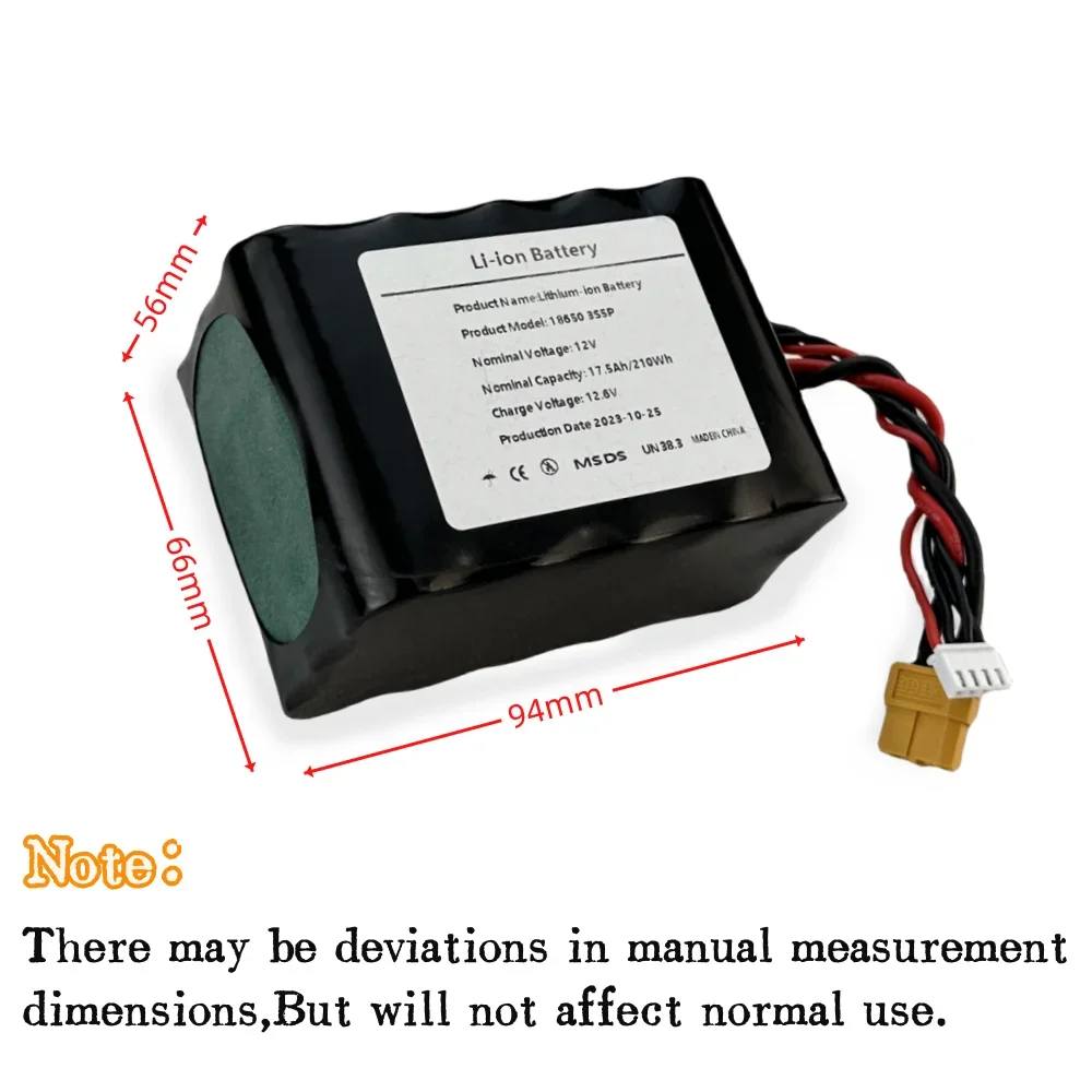 18650 3S5P 12V 17.5Ah Rechargeable Li-ion Battery Pack For Various RC Airplane Drone Quadrotor XH2.54-4P XT60