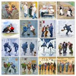 SDOYUNO  Acrylic Painting By Numbers For Handicrafts Old Man Friends Wall Decors Coloring On Numbers On Canvas Picture Drawing