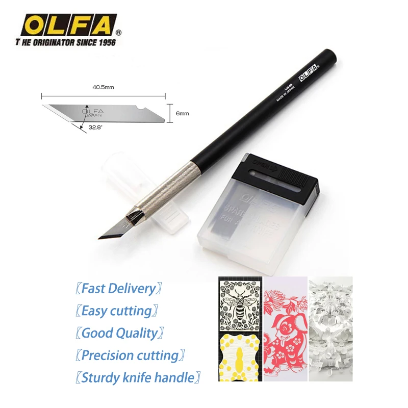 Japan OLFA LTD-09 diy model hand carving knife, full body metal pen knife, including KB 32 degrees, 25 blades, threaded non-slip handle, used for