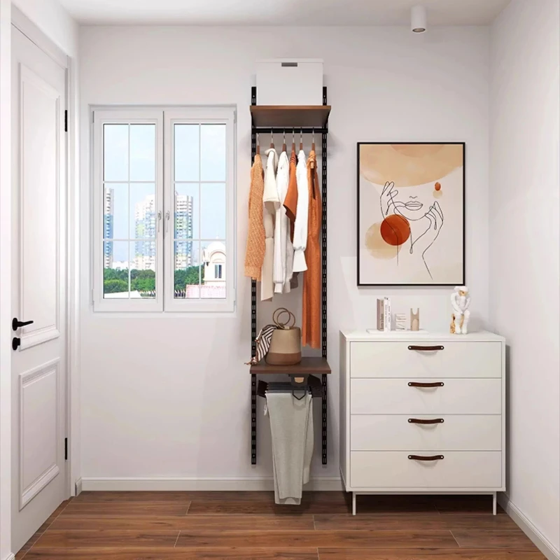 LTT Open Wardrobe Japanese Solid Wood Cloakroom Shelf Wall Shelf