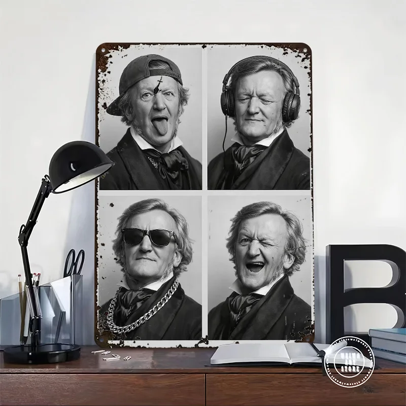 Richard Wagner in Four Different Styles 3D Texture Printed Poster Custom Vintage Metal Tin Plate Sign for Wall Art House Home