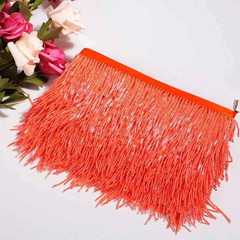 1Yard Multicolor Crystal Pendant Beaded Tassel Lace Trim Fringe DIY Stage Clothing Home Curtain Decorative Fabrics Accessories