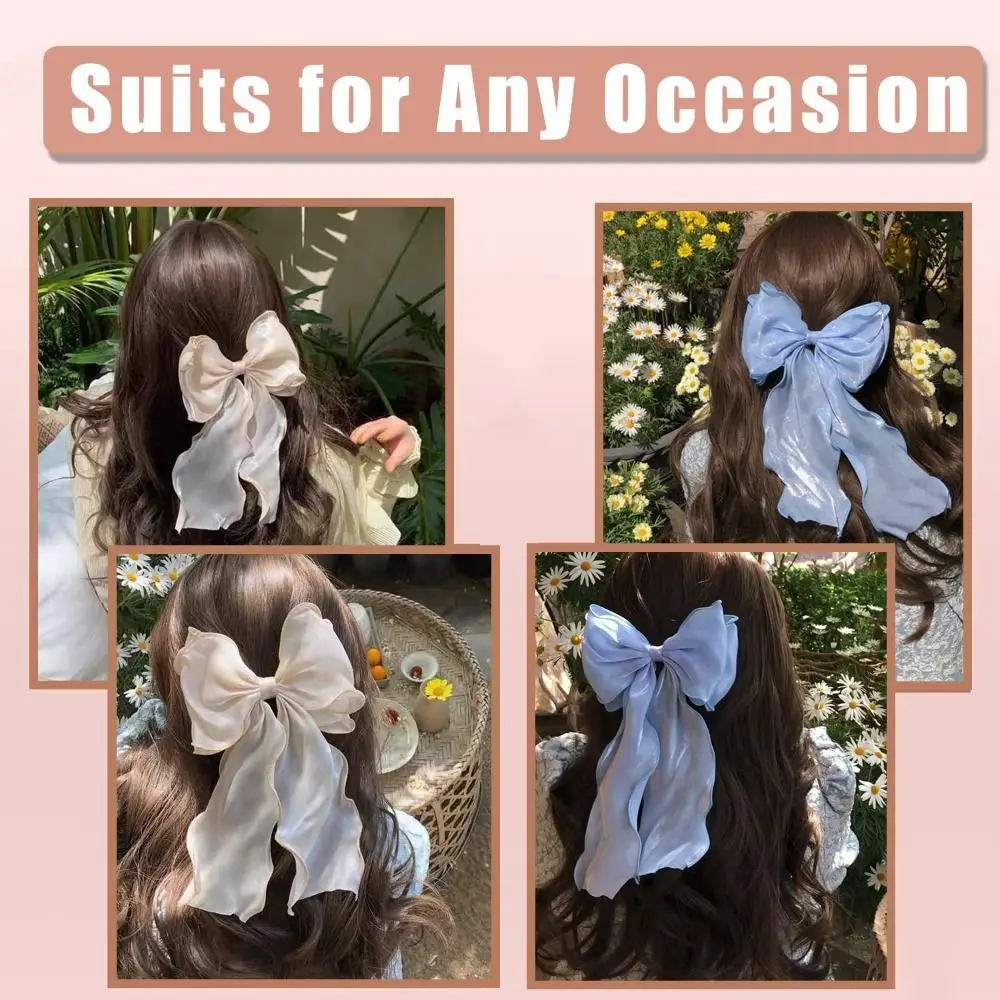 Cute Bow Tie Ribbon Hair Clip New Girls Oversized Rear Spoon Clip Large Hair Barrettes Long-tail Hair Ribbons