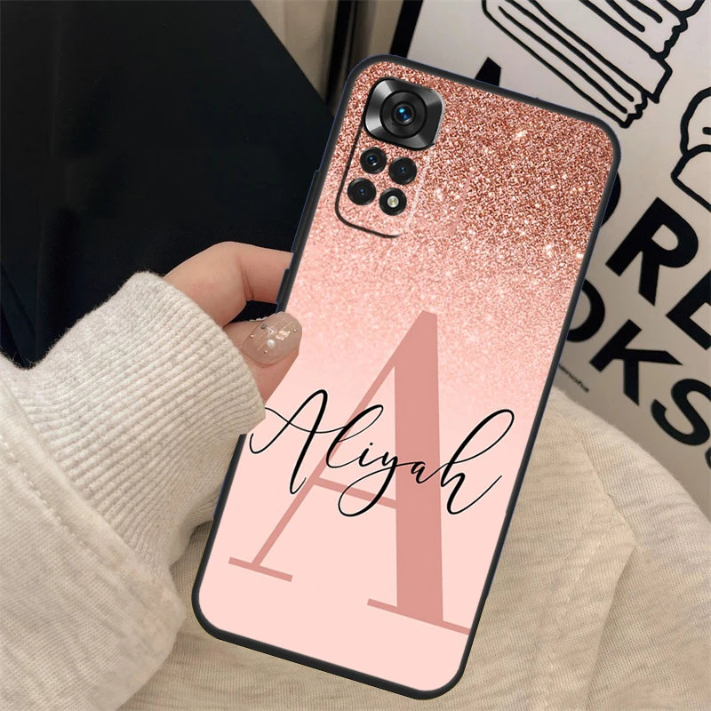 Personalised name initial Cover For Xiaomi Redmi Note 12 11 Pro 8 9 10 Pro 12S 10S 11S 9S Redmi 12 9C 10C 12C Case