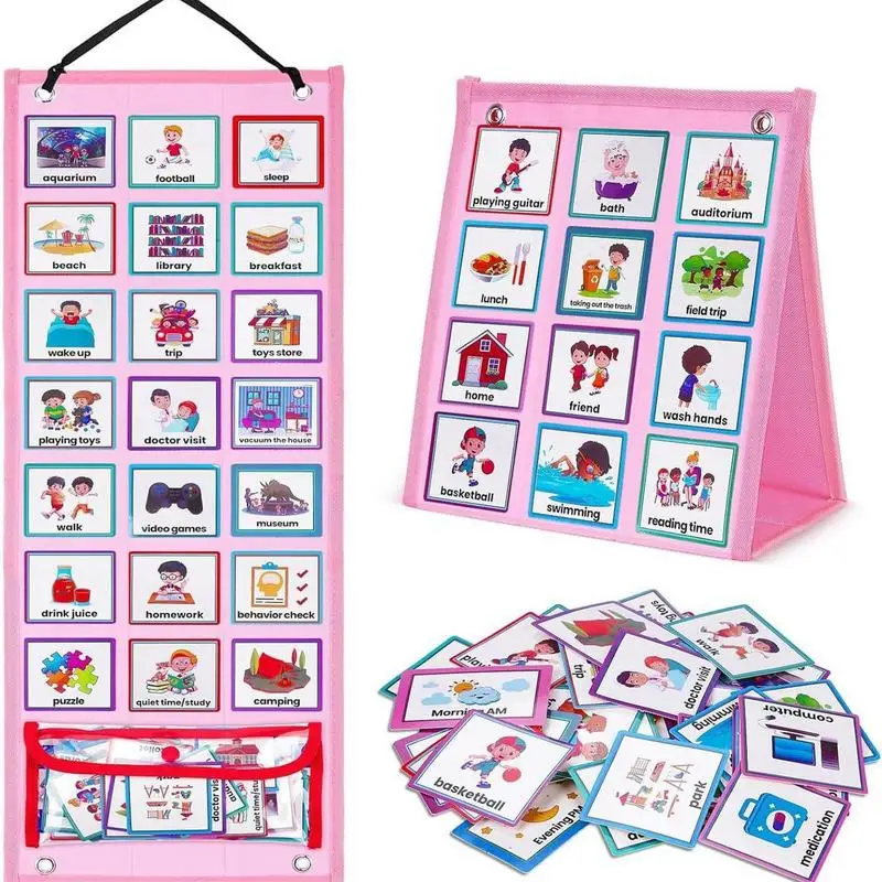 Kids Daily S Edule Chart Kids Visual Schedule Daily Routine Cards Home Chore Chart Good Habits Training Games PVC Bag Waterproof