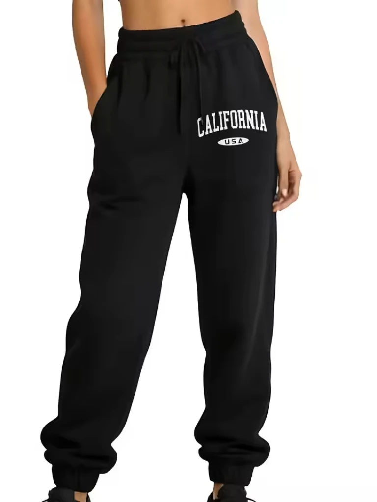 Plus Size Women's Casual Jogger Pants For California Graphic Printed With Drawstring Waist Long Length Sweatpants With Pocket Co